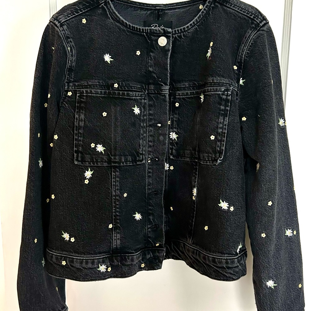 NWT Rails Lido Black Denim/Jean Jacket with Floral Embroidery - XS - Picture 4 of 7